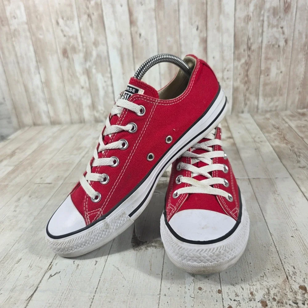 Converse Chuck Taylor All Star Low Top Red Canvas Sneakers M9696 Womens 9 Mens 7 - Picture 5 of 8